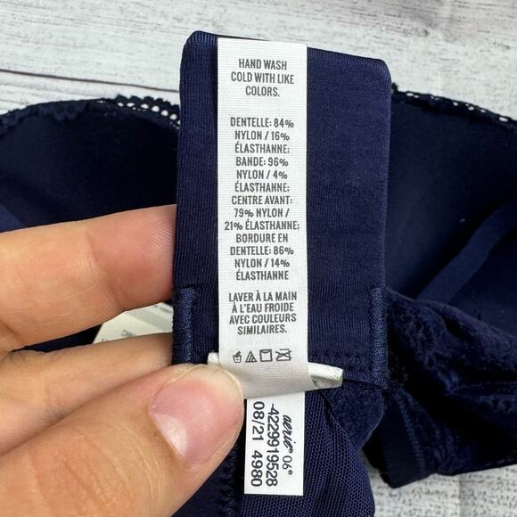 Aerie Real Power Dark Blue Plunge Push Up Slumber Party Lace Bra Size 36C - Picture 10 of 12